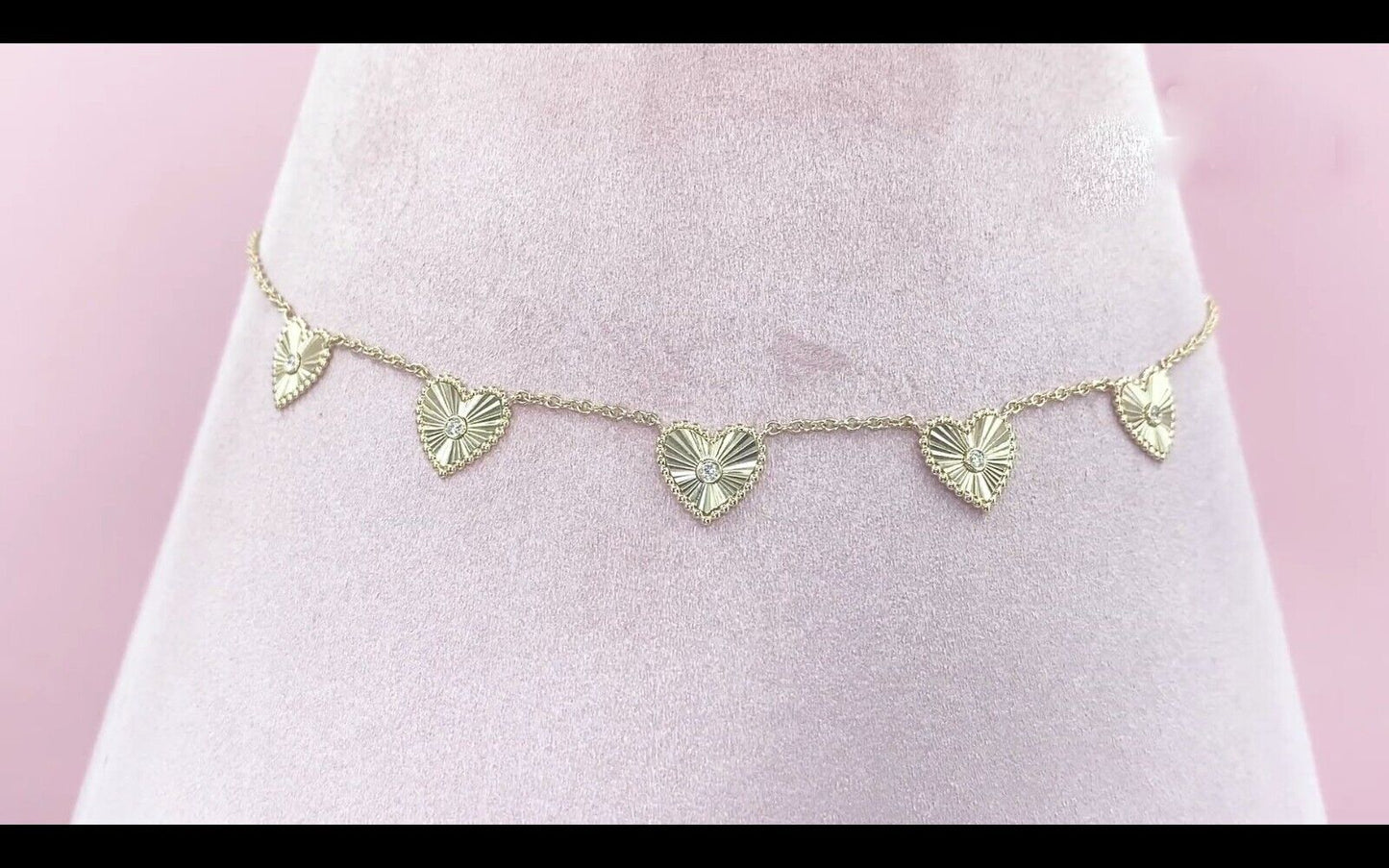 14K Gold Diamond Hearts Necklace