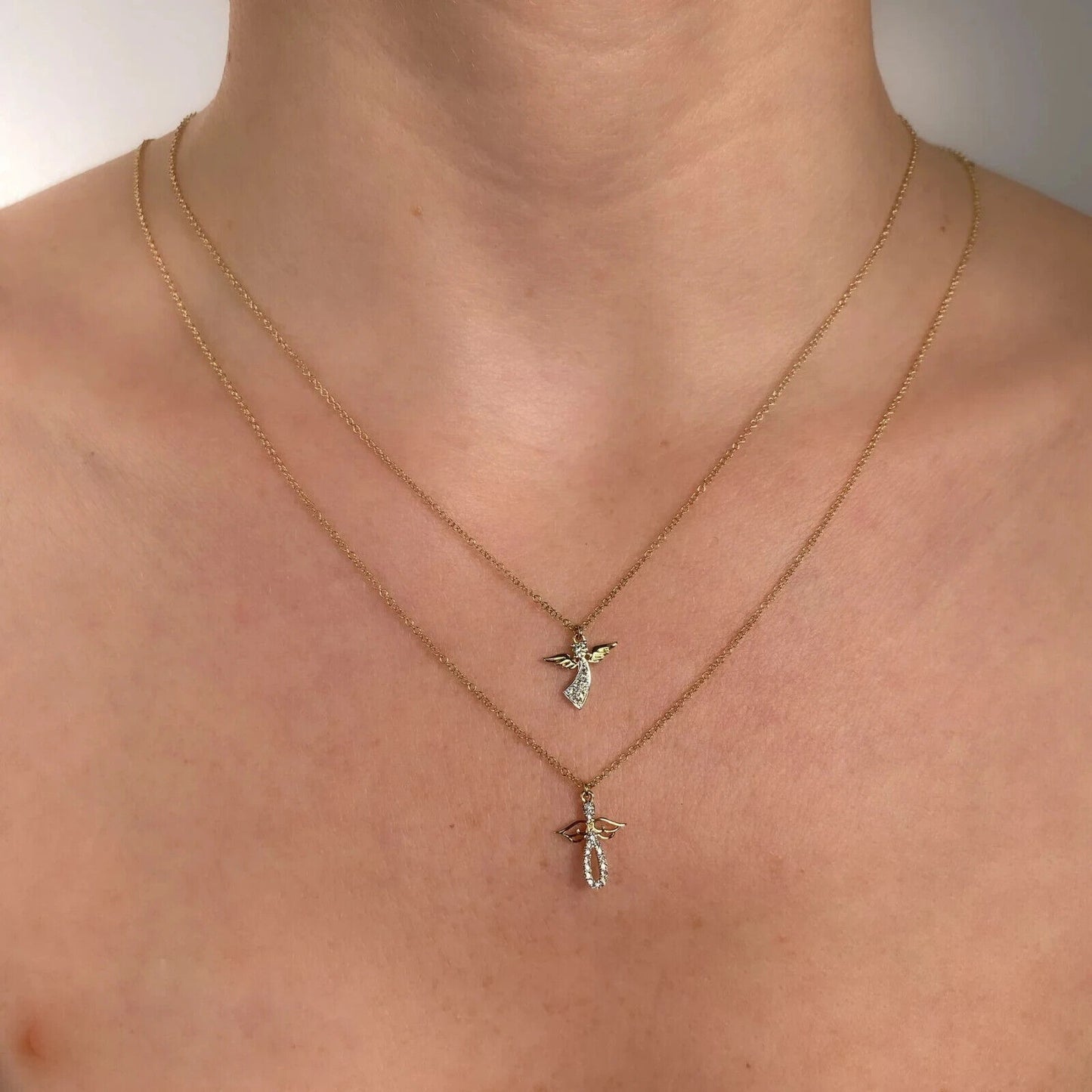 14K Gold Diamond Angel Necklace