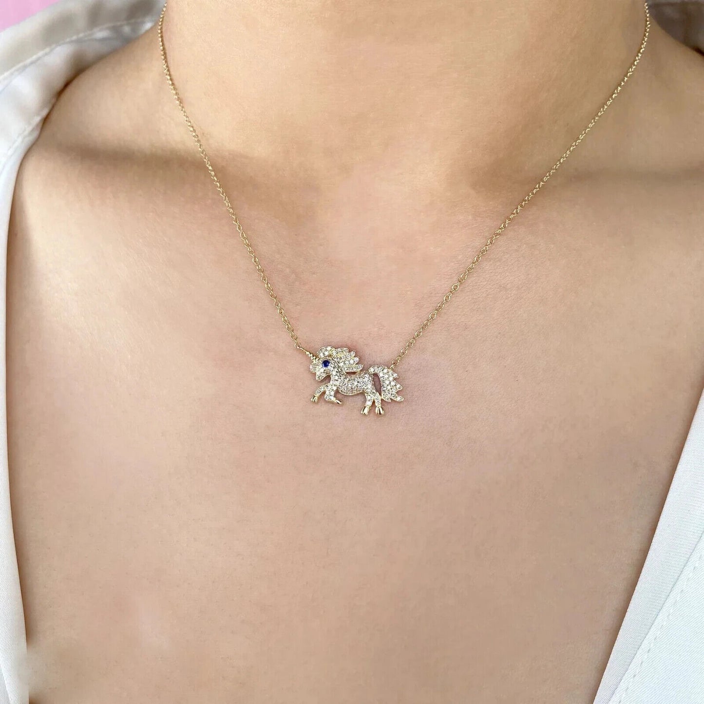 14K Gold Unicorn Diamond Necklace