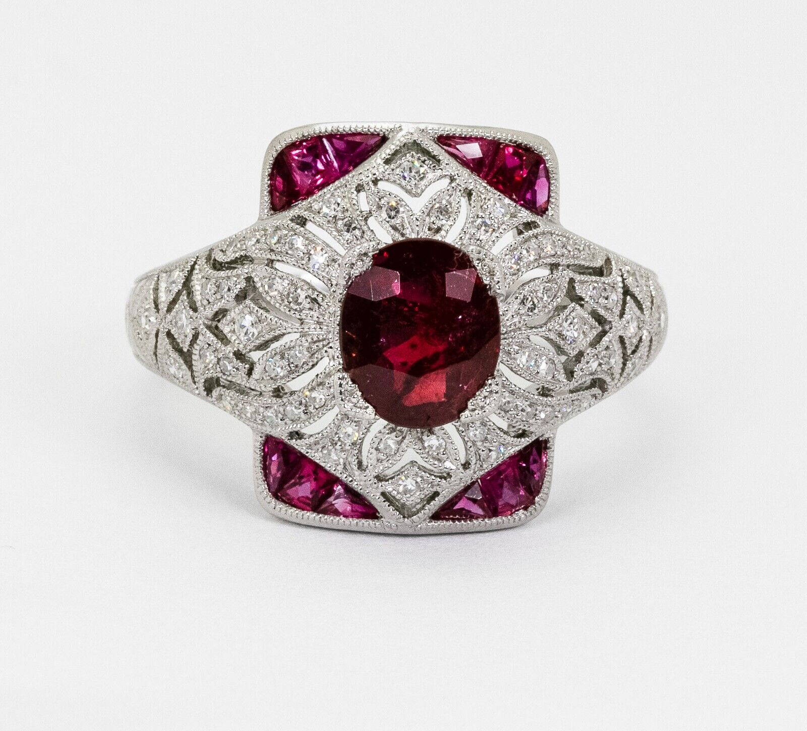 Ruby Diamond Artist 1.52 CT Ruby Diamond Art Deco Platinum Ring – Sage Designs LA