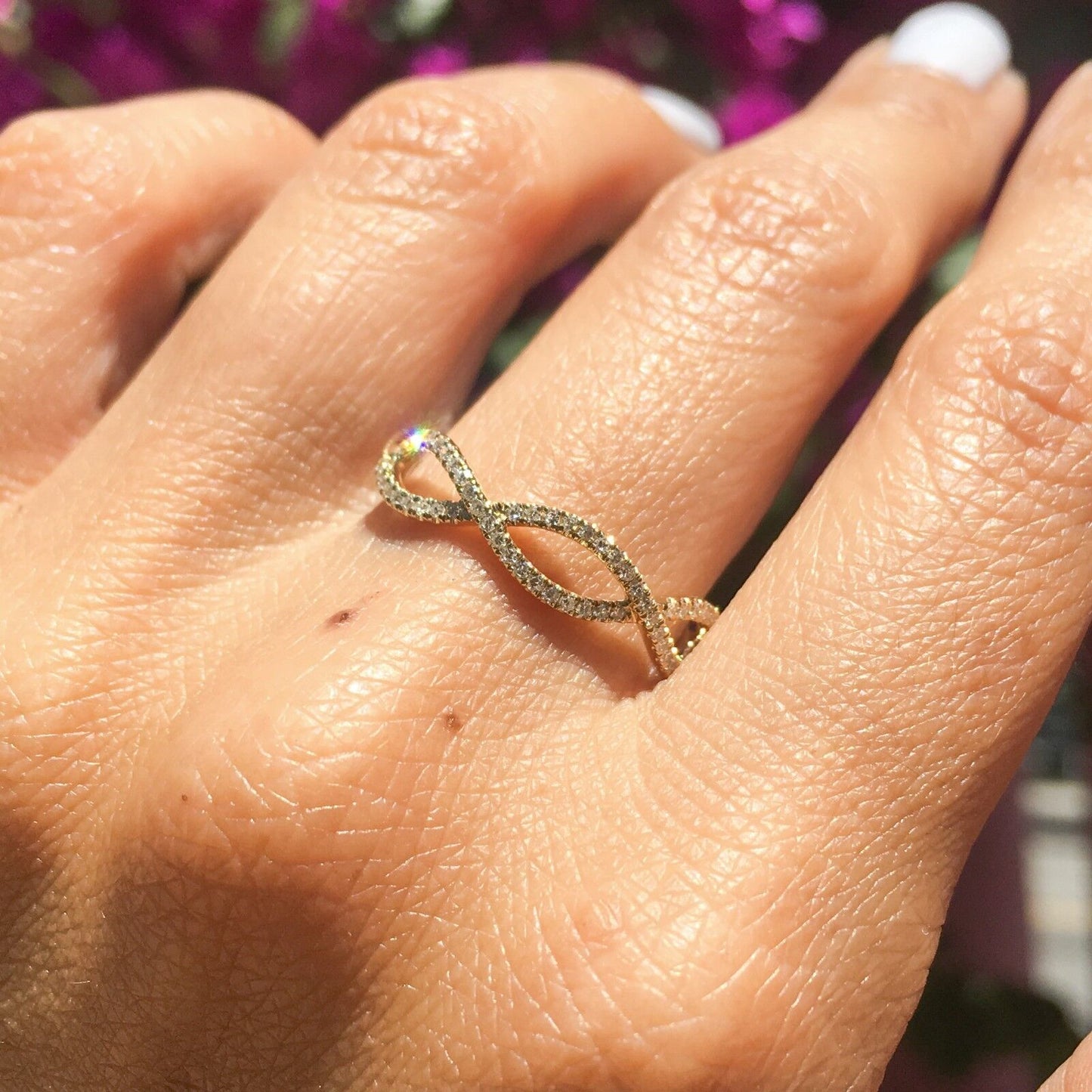 14K Gold Diamond Infinity Ring