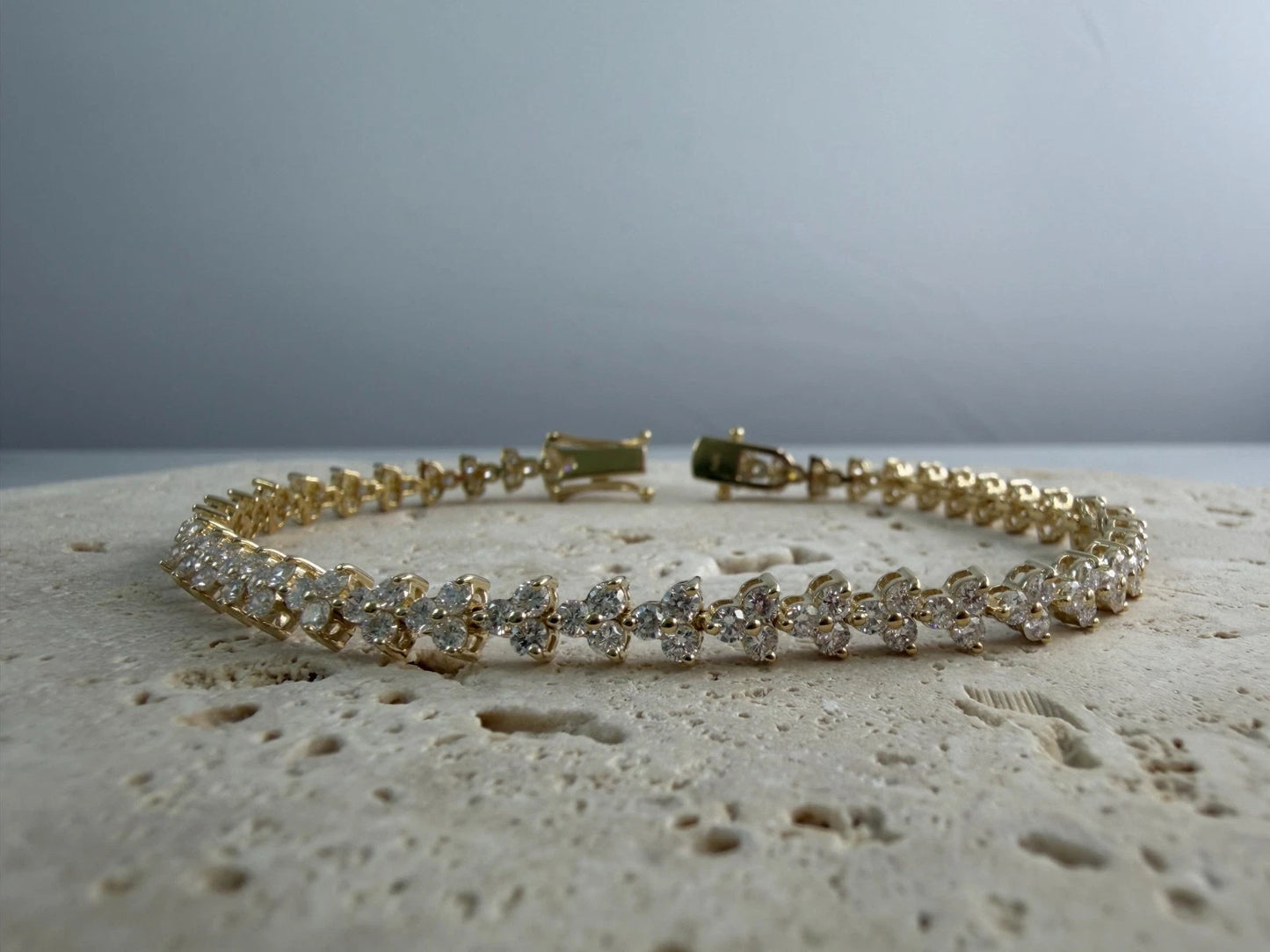 Lab Created Diamond Bracelet 14K Yellow Gold 4.30 CTW Round Cut