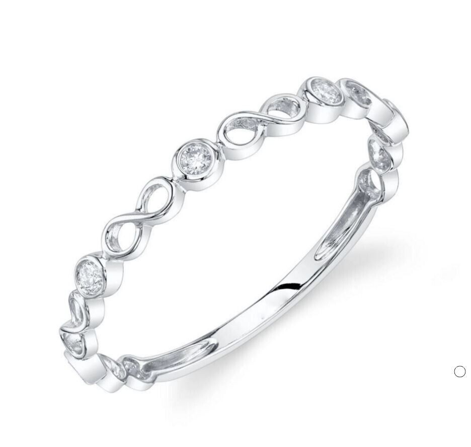 14K White Gold Bezel Diamond Thin Infinity Band
