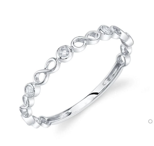14K White Gold Bezel Diamond Thin Infinity Band