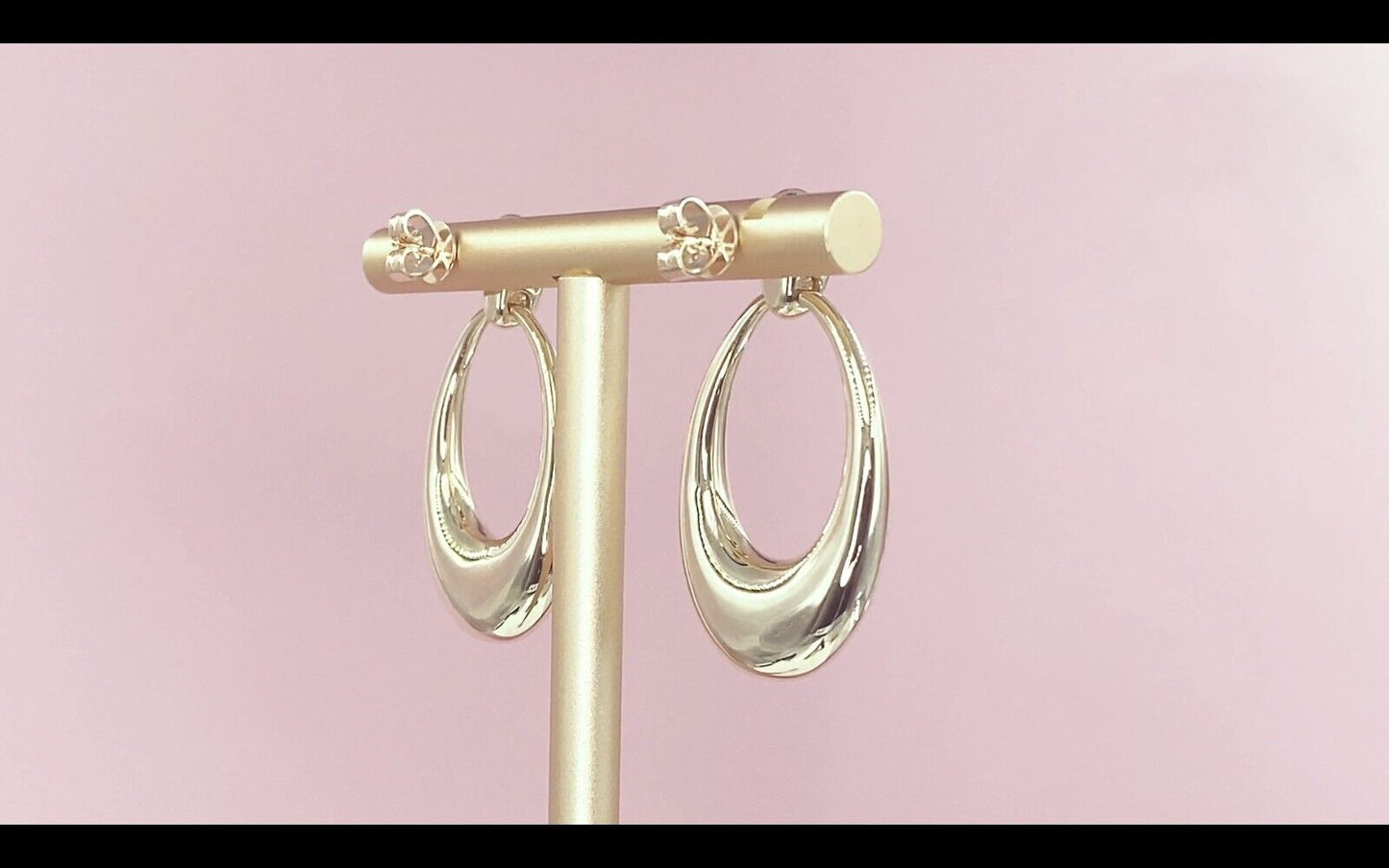 14K Gold Diamond Oval Earrings
