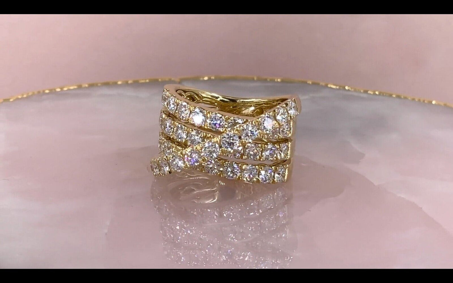14K Gold Diamond Crossover X Bridge Ring