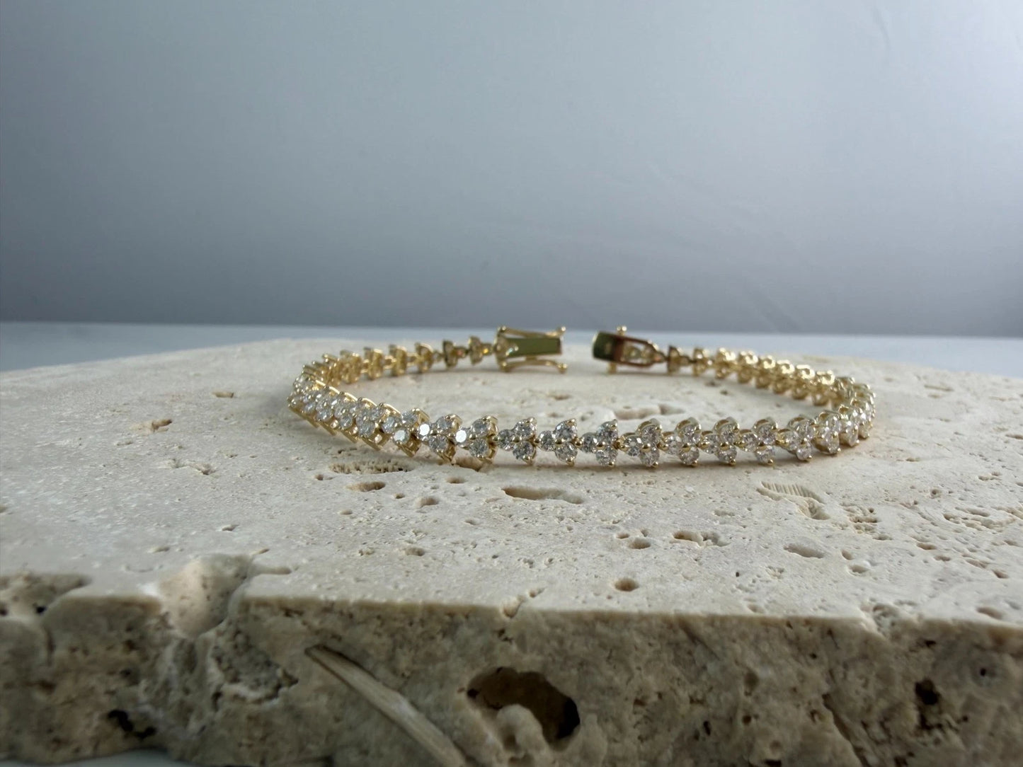 Lab Created Diamond Bracelet 14K Yellow Gold 4.30 CTW Round Cut