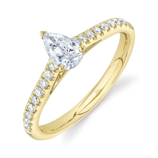 14K Gold Pear Diamond Engagement Ring