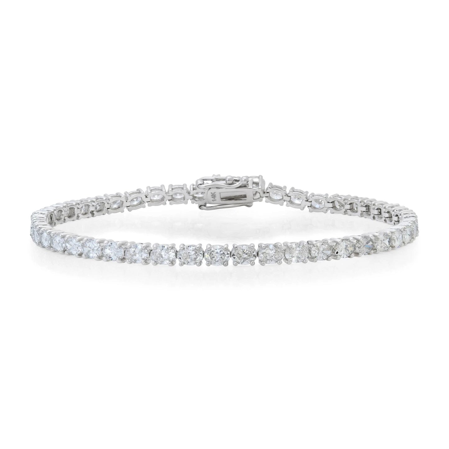 Lab Created Oval Diamond Tennis Bracelet 14K White Gold 6.11 CTW