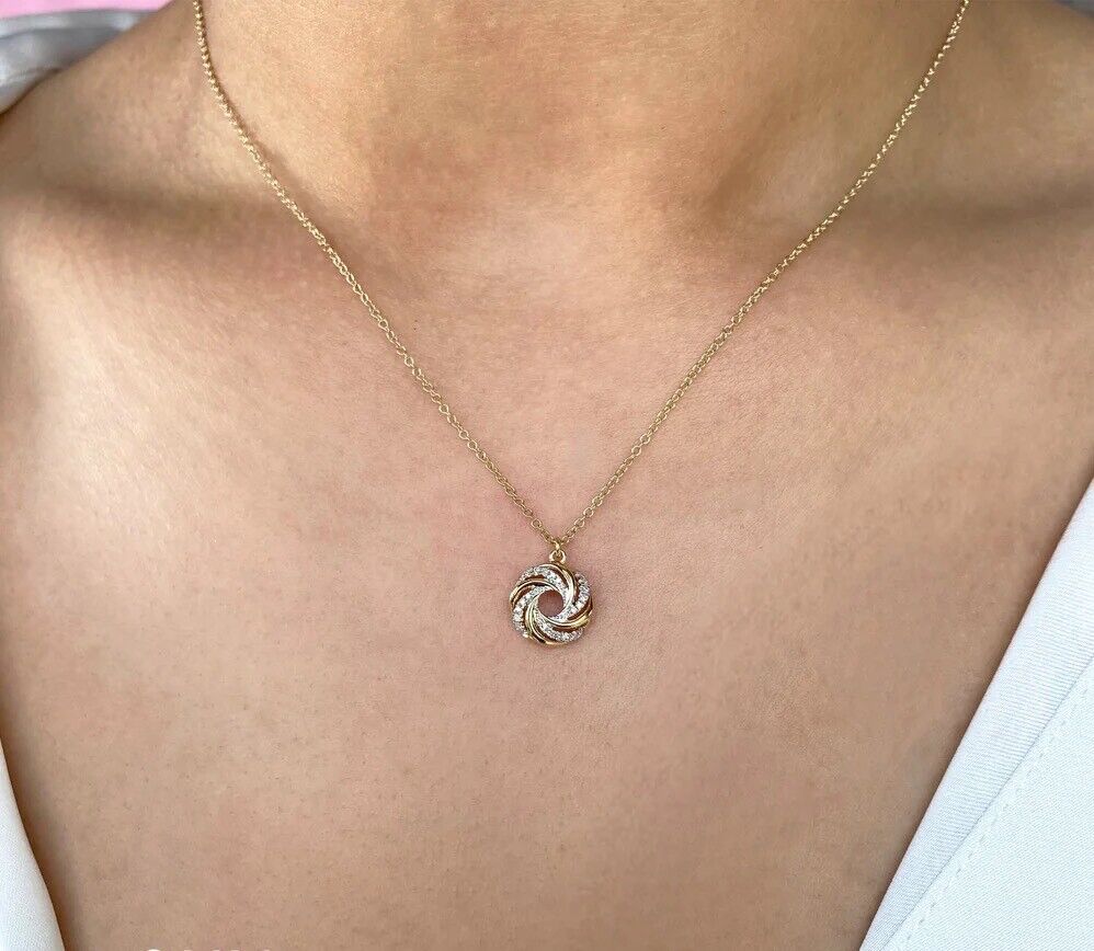14K Gold Diamond Open Circle Necklace