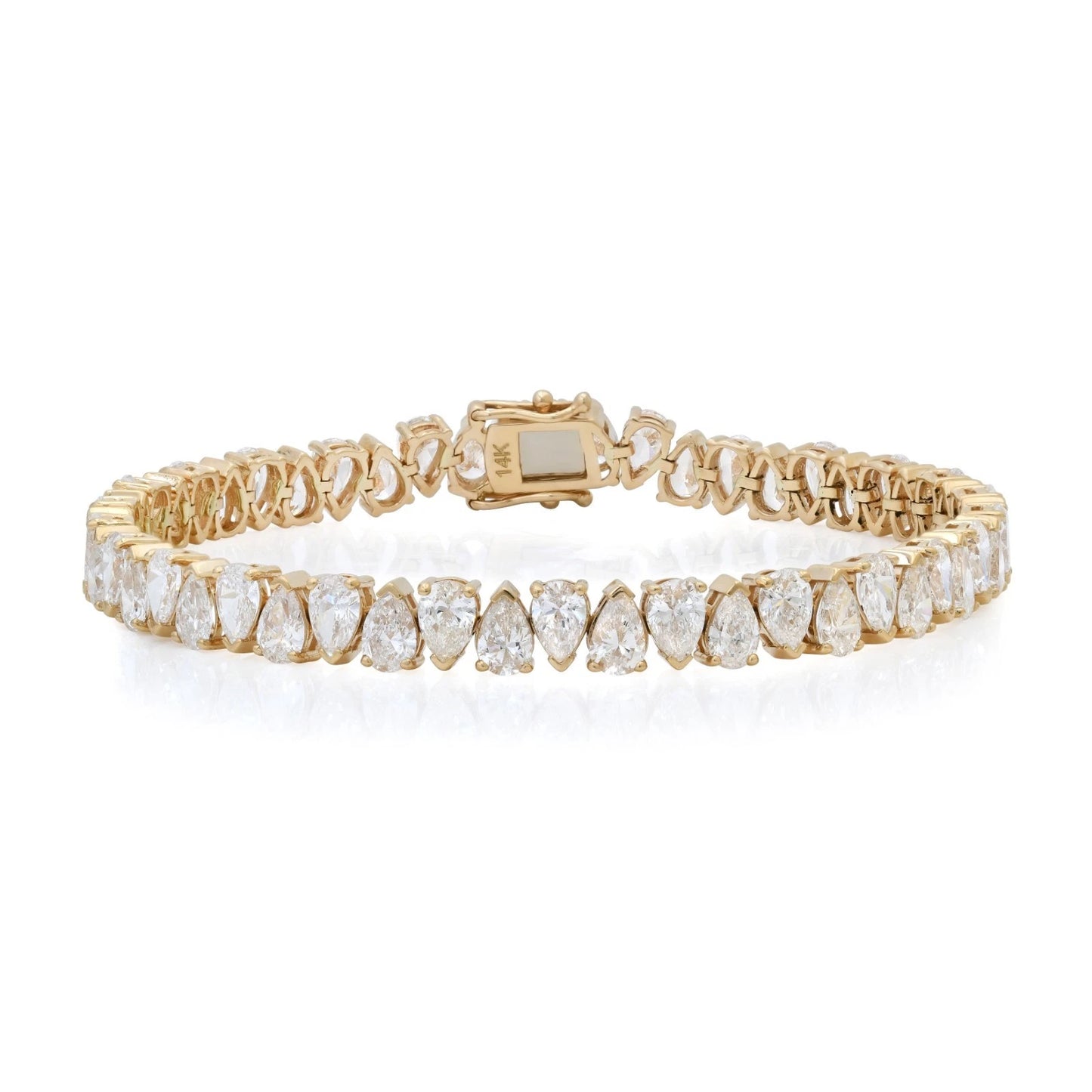 Lab Created Pear Diamond Tennis Bracelet 14K Yellow Gold 11.70 CTW