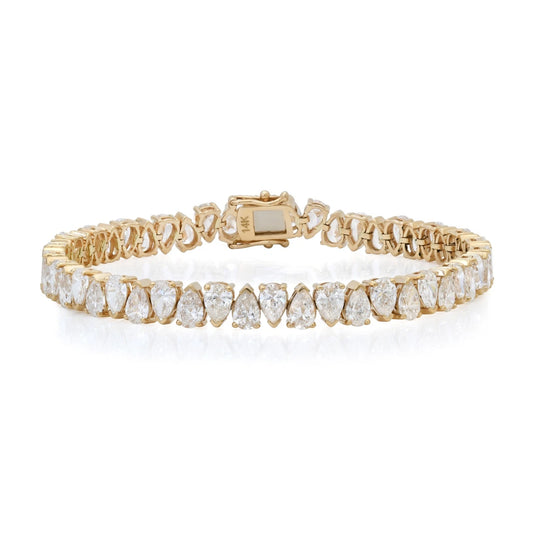 Lab Created Pear Diamond Tennis Bracelet 14K Yellow Gold 11.70 CTW