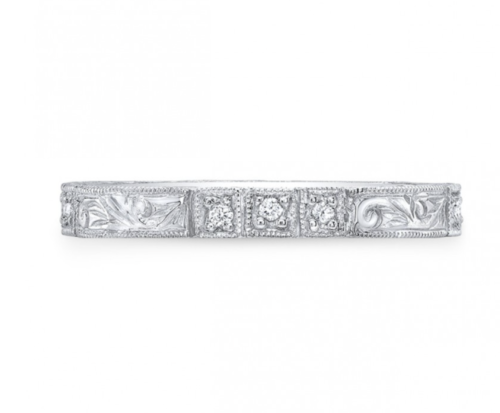 14K Gold Diamond Paisley Carved Ring