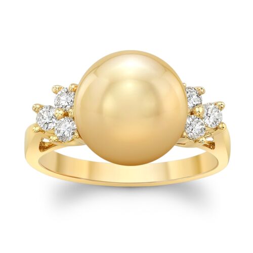 18K Gold Pearl Diamond Ring
