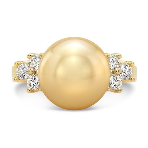 18K Gold Pearl Diamond Ring