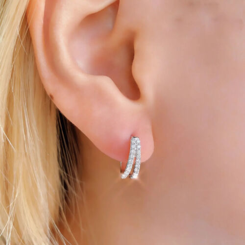 14K Gold 0.40 CT Diamond Split Hoop Earrings