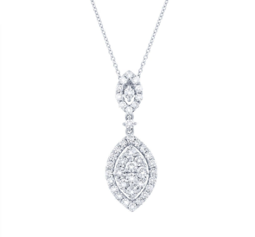 18K Gold 1.07 CT Diamond Marquise Necklace