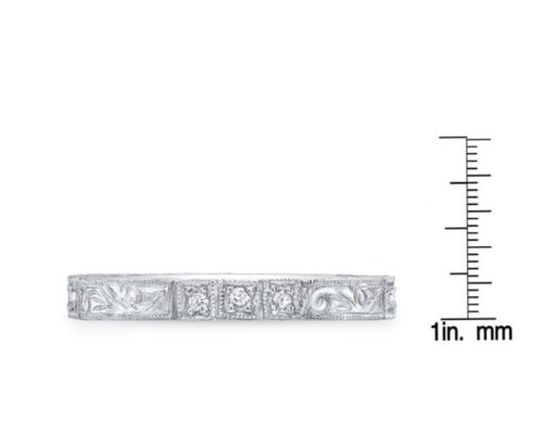14K Gold Diamond Paisley Carved Ring