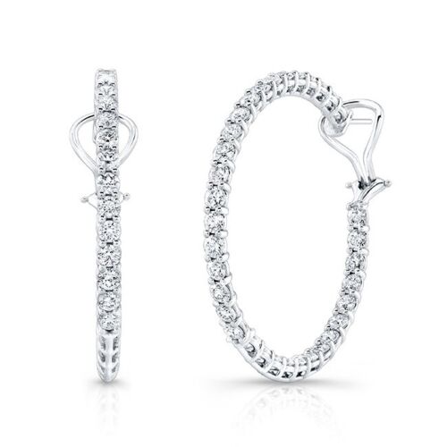 18K Gold 8.00 CT Diamond Hoops Earrings