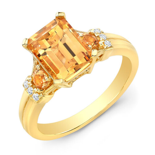 14K Gold Diamond Citrine Ring