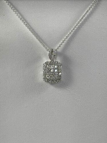 18K Gold 0.71 CT Diamond Rectangular Pendant Necklace
