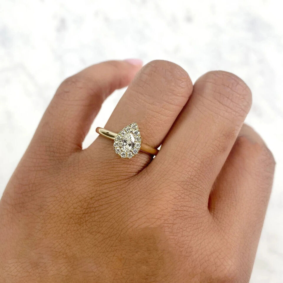 14K Gold Pear Cut Diamond Ring
