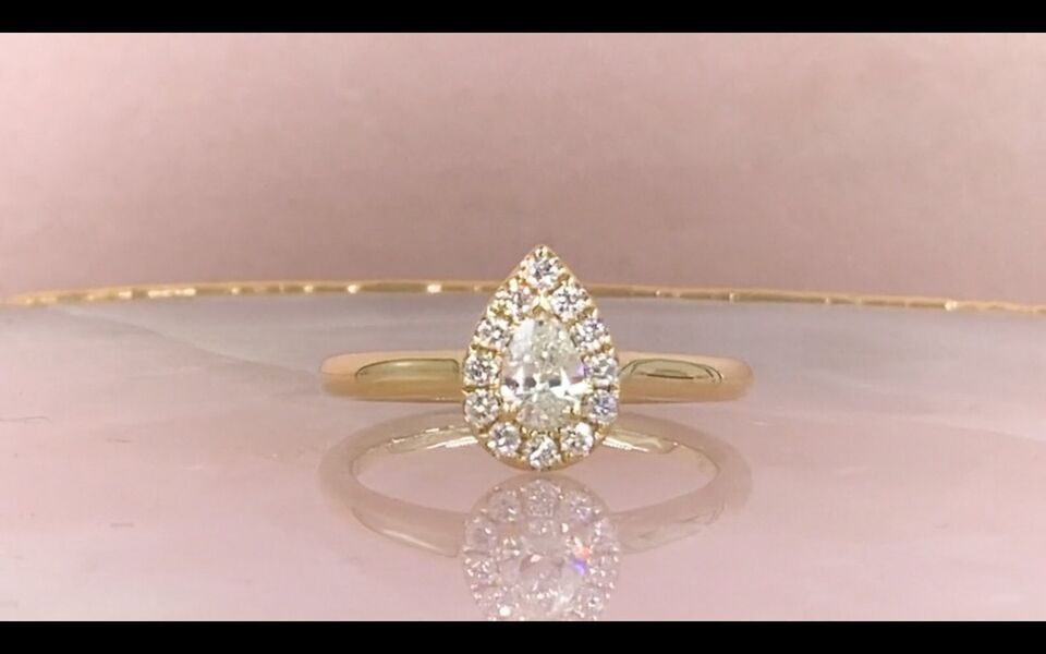 14K Gold Pear Cut Diamond Ring