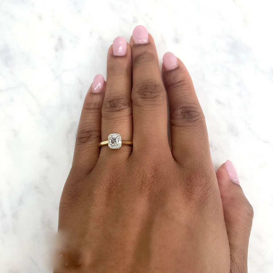 14K Gold Emerald Cut Diamond Ring