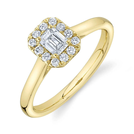 14K Gold Emerald Cut Diamond Ring