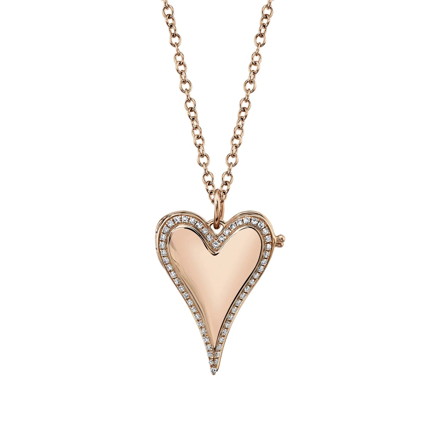 14K Yellow Gold Diamond Heart Locket Necklace Natural 0.13CT