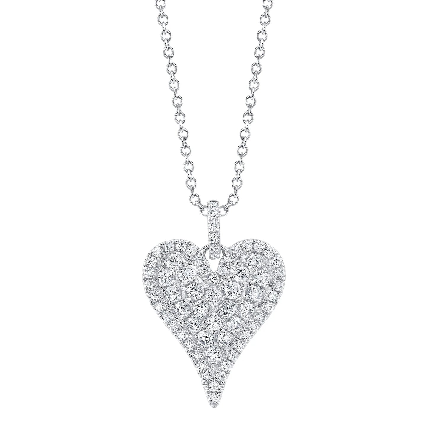 Diamond Heart Pendant Necklace 14K Yellow Gold 1.31CT Round Cut Natural Womens