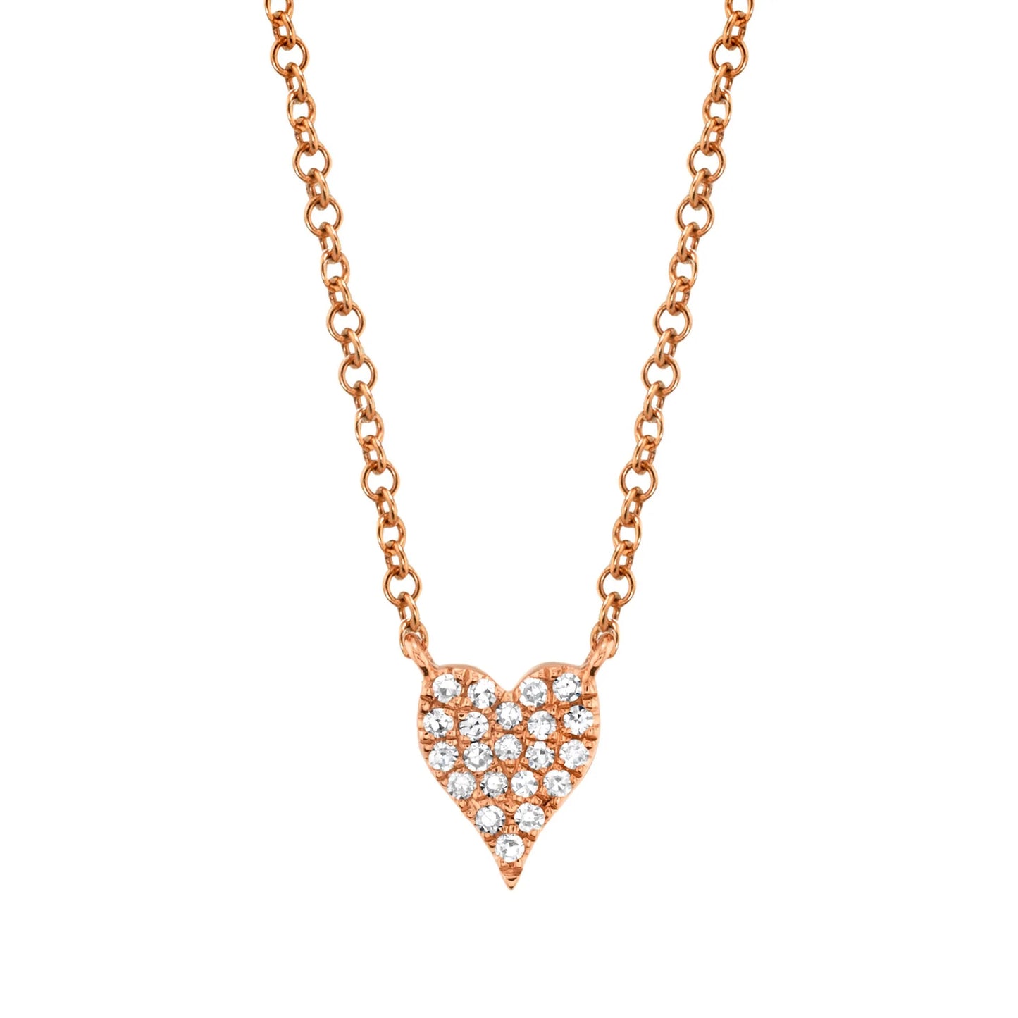 Small Tiny Diamond Heart Pendant Necklace 14K White Gold 0.05CT Womens Children