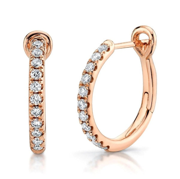 14K Gold 0.26CT Round Diamond Hoops Earrings 0.60" Diameter Natural