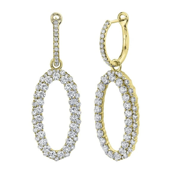 14K Gold 3.00 CT Oval Earrings Round Diamond Dangle Drop Halo