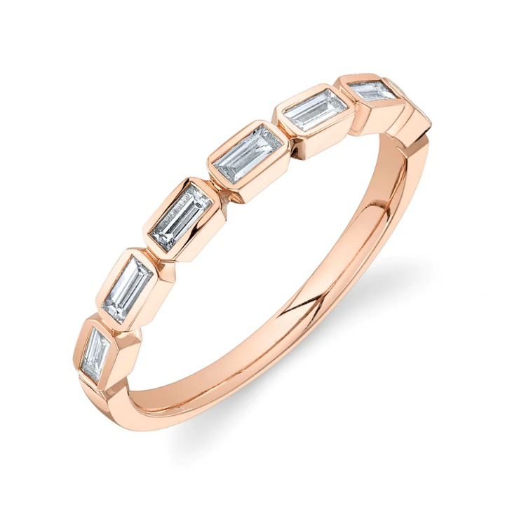 14K Gold Diamond Bezel Wedding Band Ring