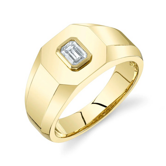 14K Gold Diamond Signet Women's Ring