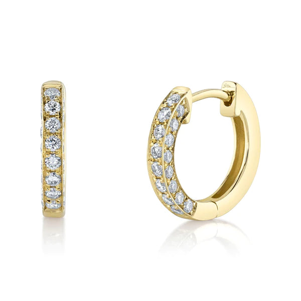 14K Gold Diamond Huggie Earrings