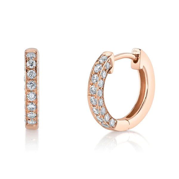 14K Gold Diamond Huggie Earrings