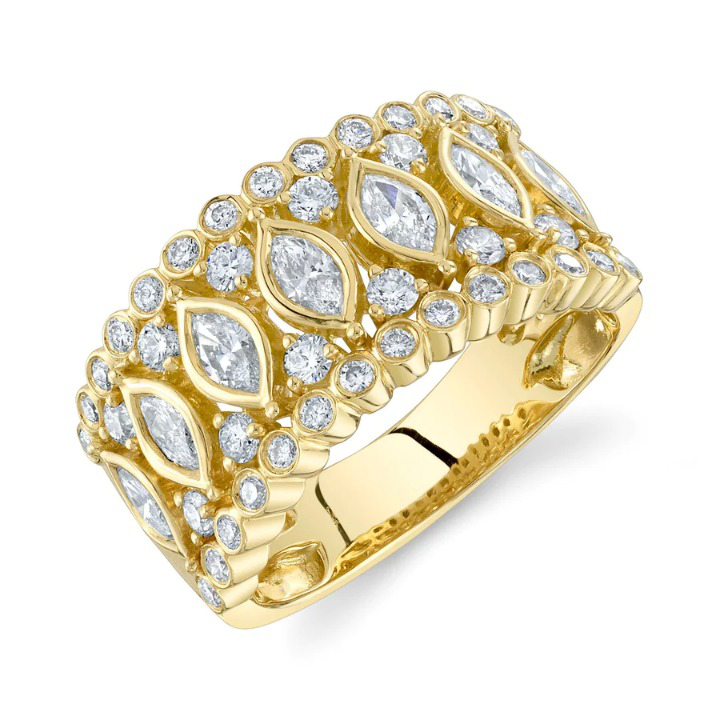 14K Gold Diamond Marquise Women's Ring