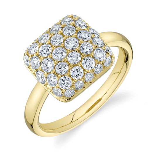 14K Gold Diamond Square Ring