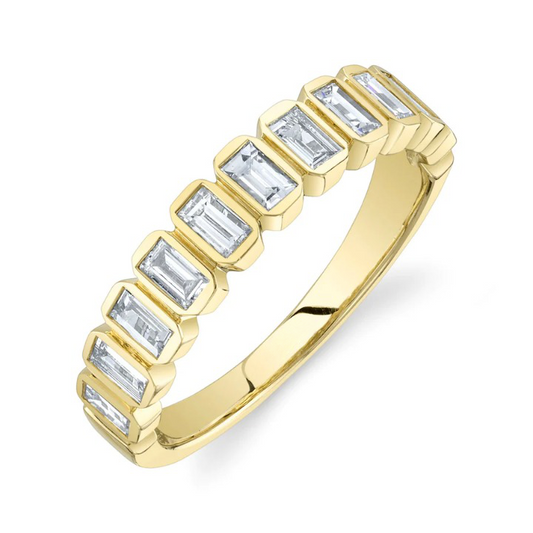 14K Gold Diamond Bezel Band Ring