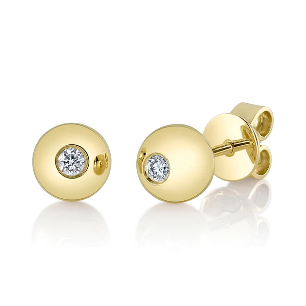14K Gold Diamond Ball Stud Earrings