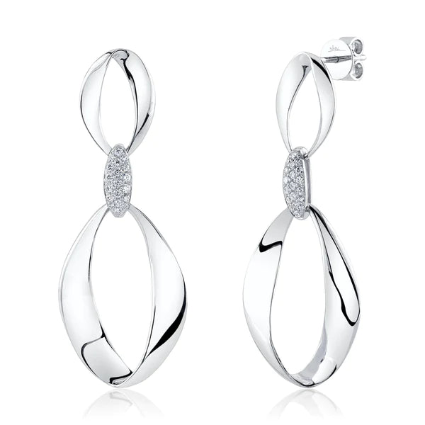 14K Gold Diamond Mobius Earrings