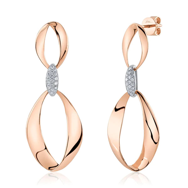 14K Gold Diamond Mobius Earrings