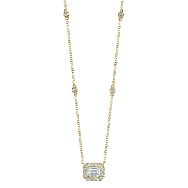 14K Gold Diamond By The Yard Station Necklace
