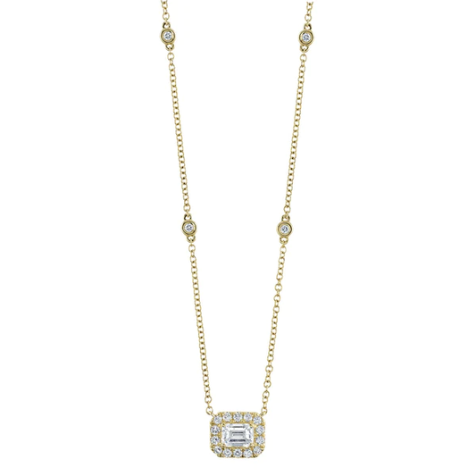 14K Gold Diamond By The Yard Station Necklace