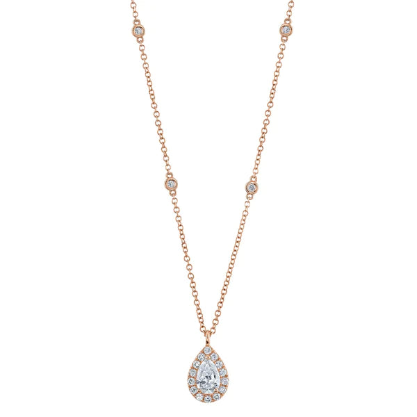 14K Gold Pear Diamond By The Yard Station Necklace
