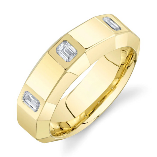 Mens 14K Gold Diamond Ring Band