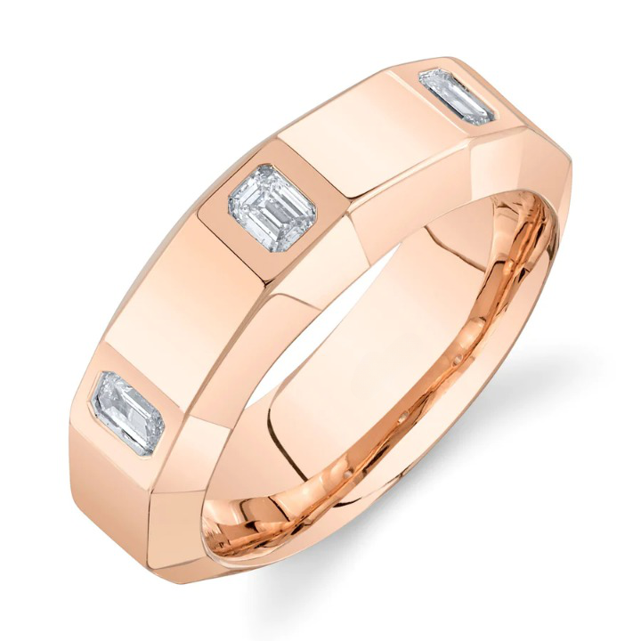 Mens 14K Gold Diamond Ring Band
