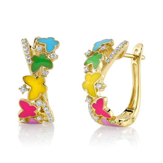 14K Gold Diamond Butterfly Earrings
